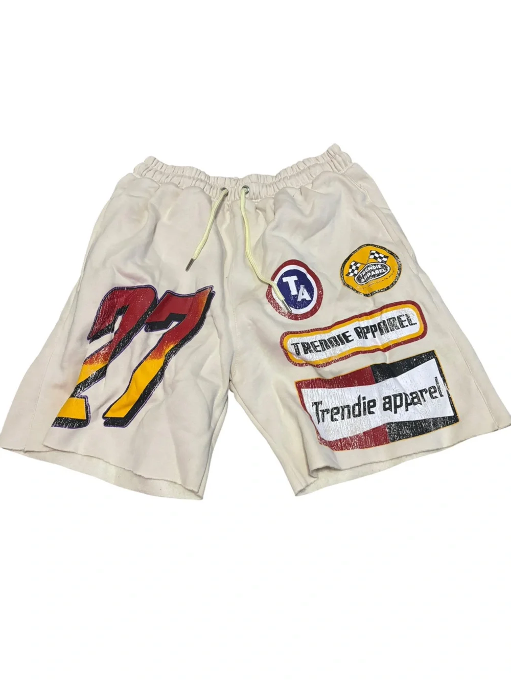 Hollister Cream Graphic Drawstring Boxer Briefs with Red & Yellow Accents